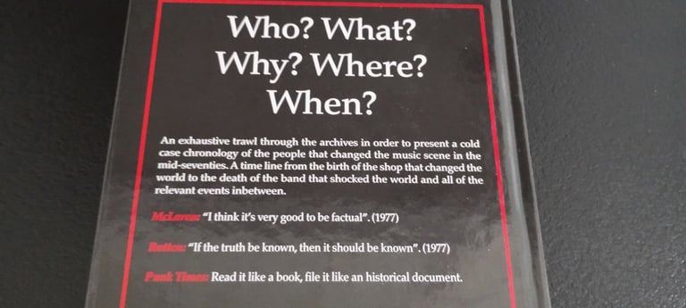 WORLD'S END SEX PISTOLS/ MCLAREN/ WESTWOOD A CHRONOLOGY 1971-1978