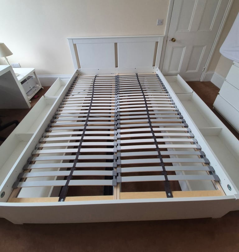 IKEA SONGESAND double bed with 4 storage boxes