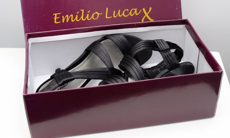 Emilio Luca x, Lohan, Ladies Black Party Strappy Stiletto Sandals – Size 5 – Worn Once - Boxed