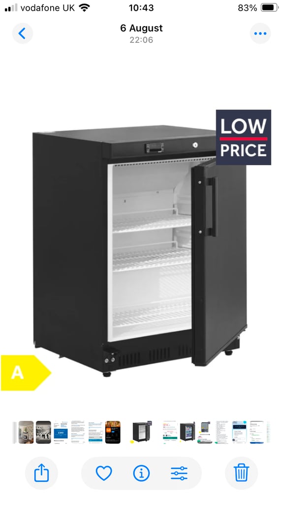  Nisbets essential undercounter refrigerator black 150litre 