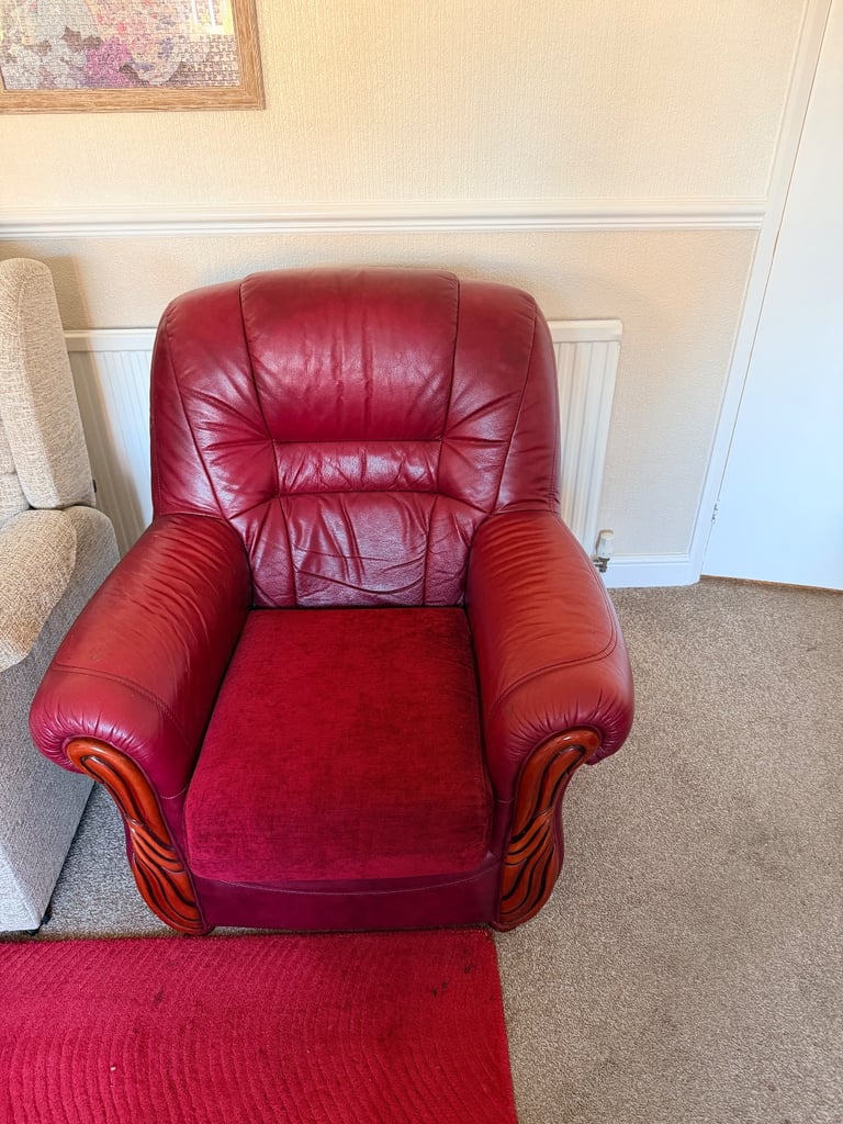 image for Italian leather armchair burgundy