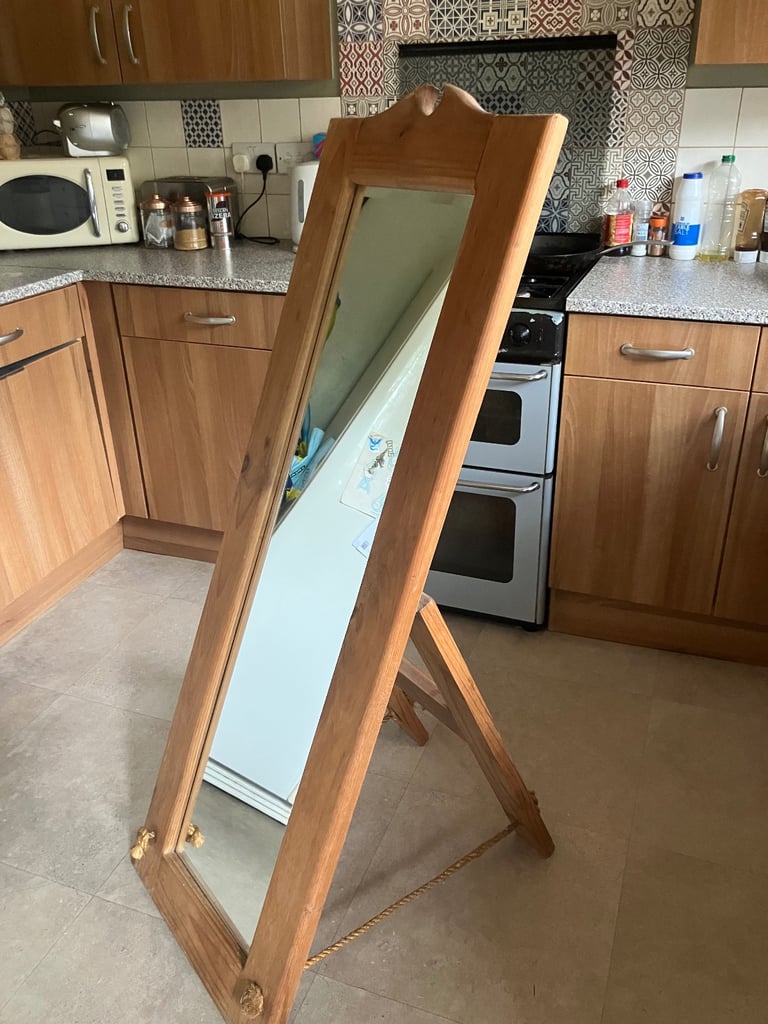 image for Solid oak free standing full length mirror
