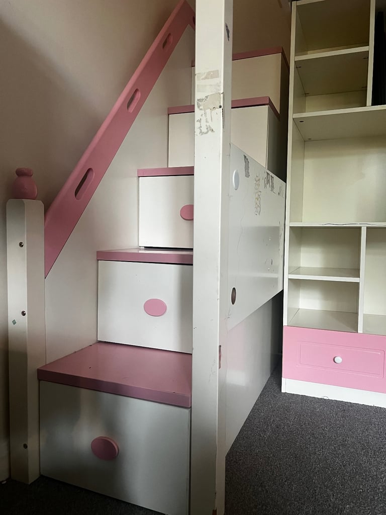 Bunk bed wardrobe desk, table and chair