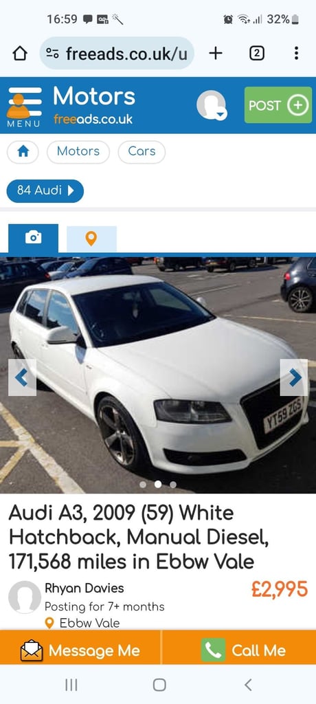 Audi, A3, Hatchback, 2009, Manual, 1968 (cc), 5 doors