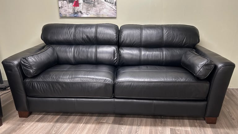 Black leather sofas 3&2