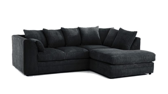 Brand New Dylan L Shape corner Sofa Set in Black Colour - SAME/NEXT DAY DELIVERY