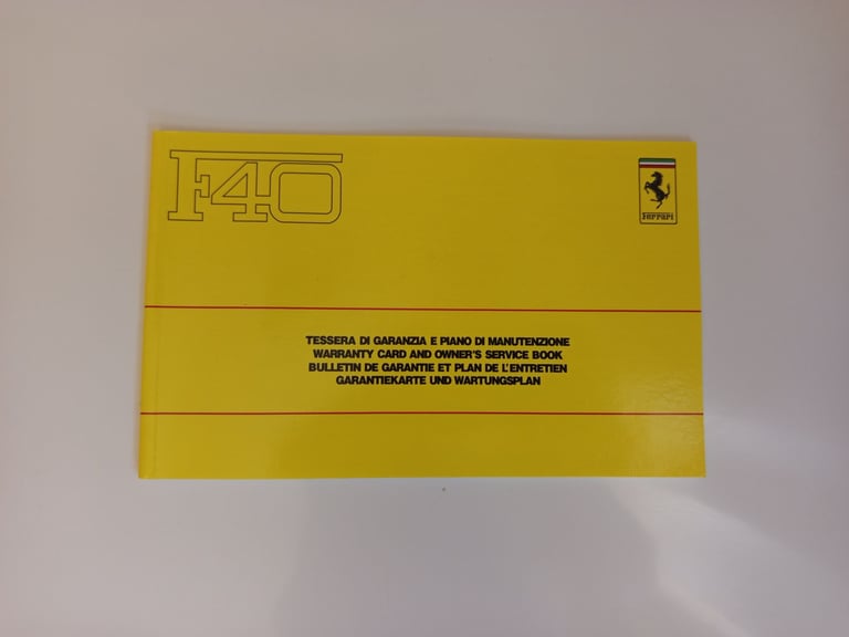Ferrari F40 warranty book service manual 