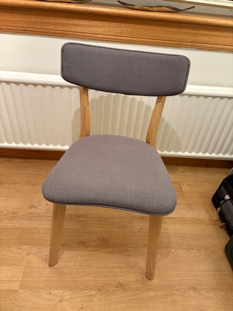 image for 4 x Grey fabric and wood dining chairs 