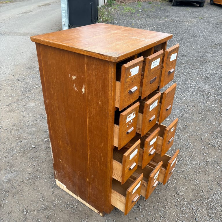 Oak Bank Of Drawers Vintage Multi-Drawer Cabinet Haberdashery Rest. Project
