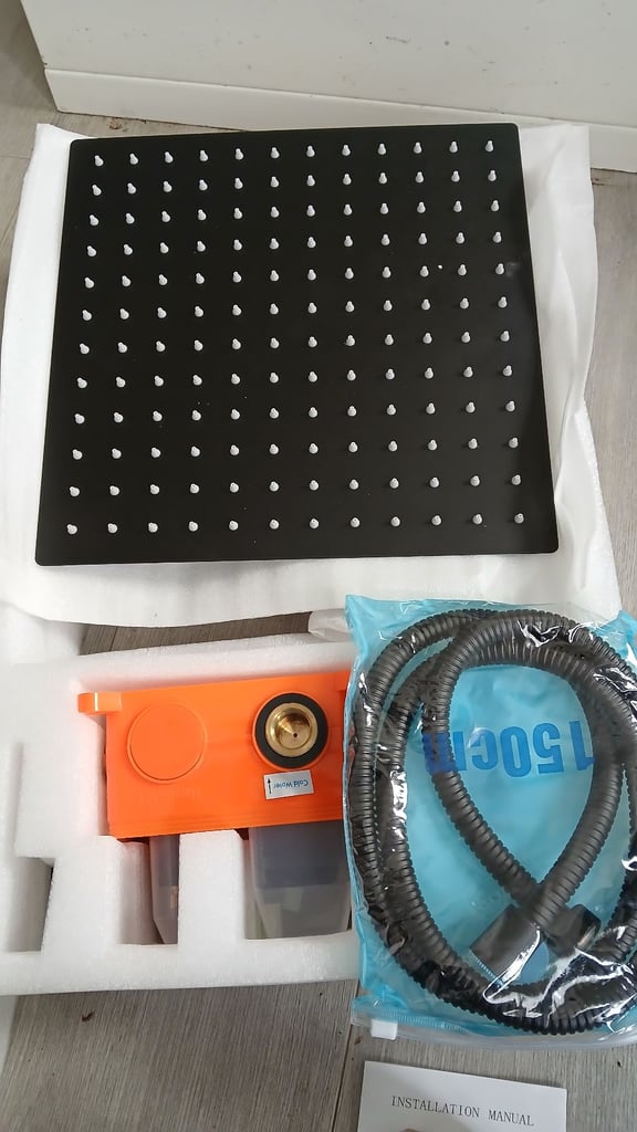 image for Shower set matt black thermostatic 