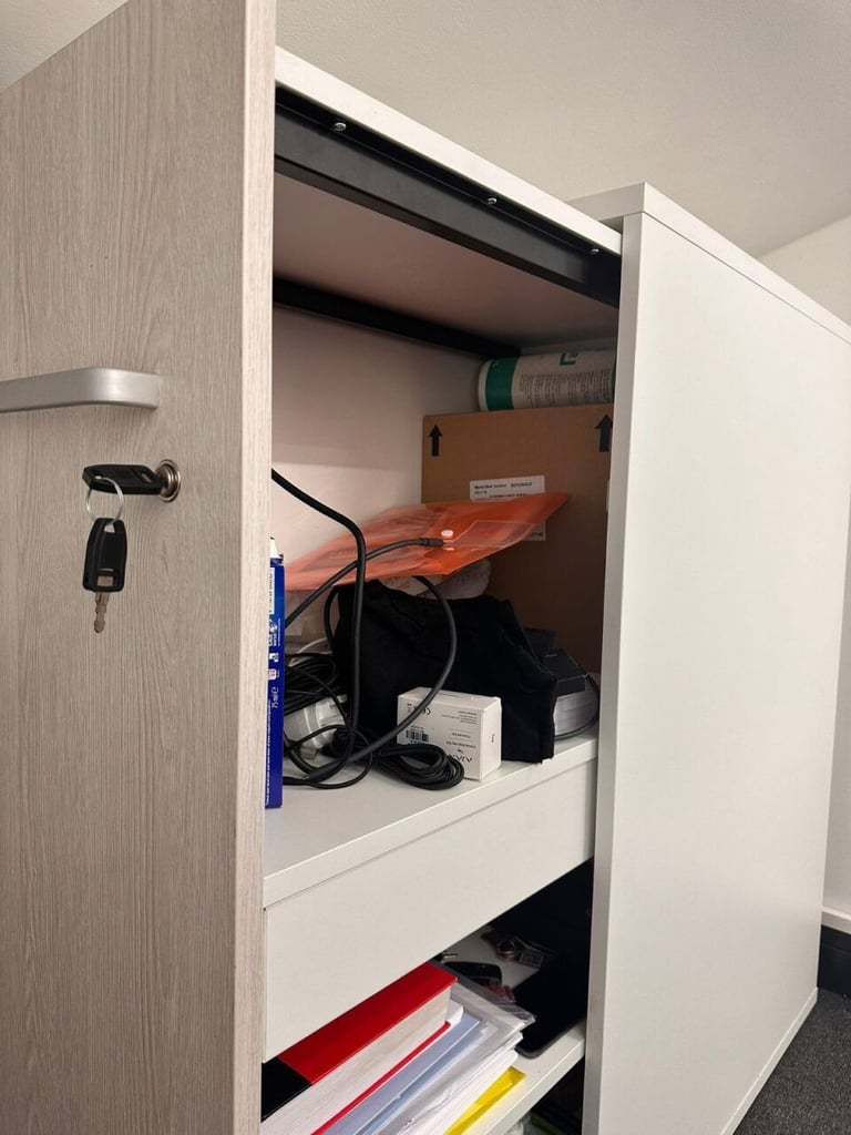 image for Tall White Lockable Sliding-Door Filing Cabinet 1110×800×410mm – Single Door, Shelves