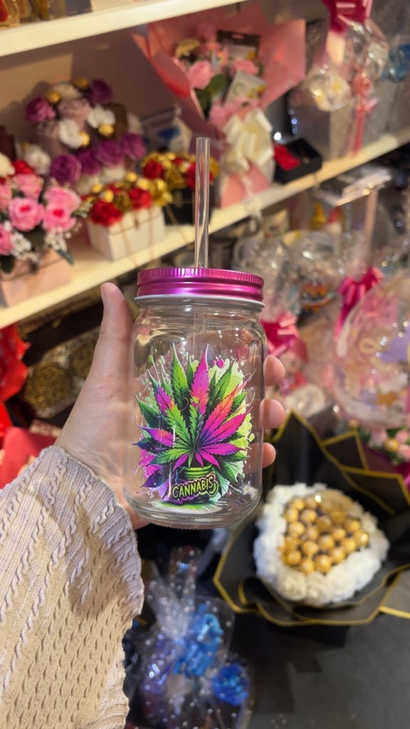 image for glass jar with straw tumbler