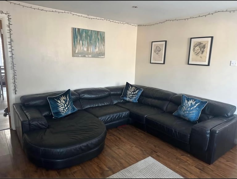 Leather Black DFS Corner Sofa