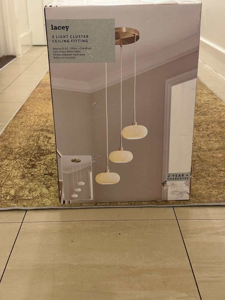 NEW Dunelm Lacey Alabaster Glass Cluster Ceiling Light - Gold £40