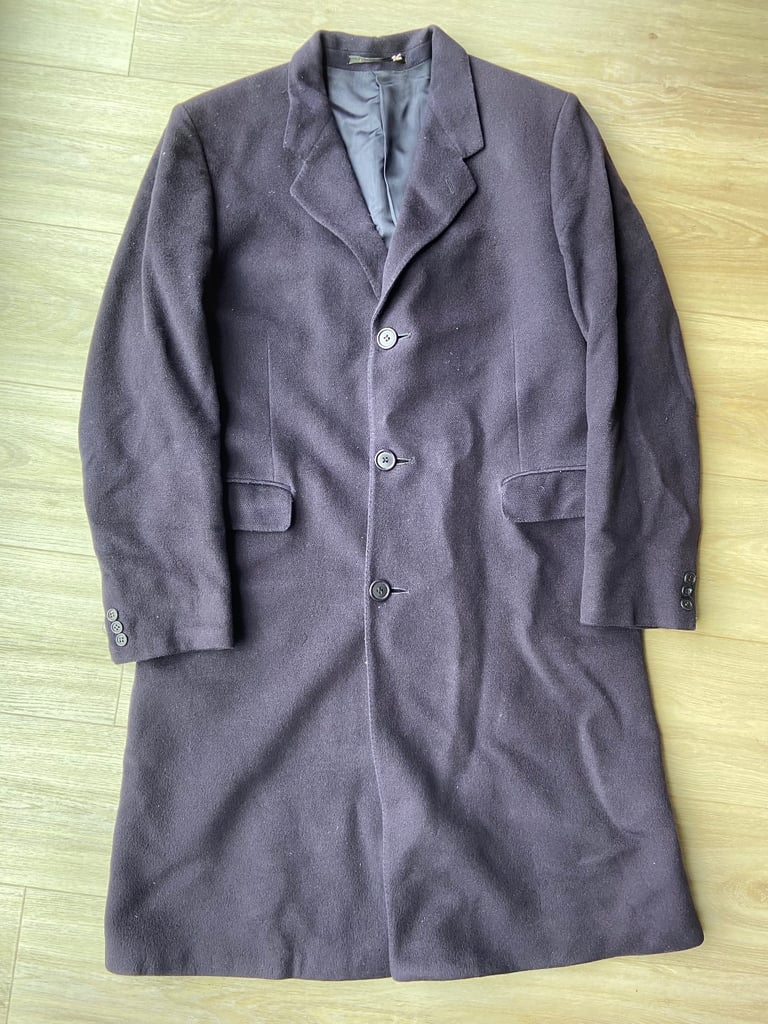 image for Harrods Men's Pure Cashmere Navy Coat Made in England