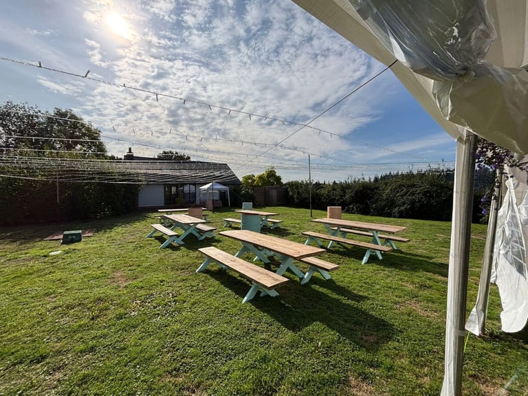 Wedding / Party Setup Including Marquees, Seating, Tables and Decorations.
