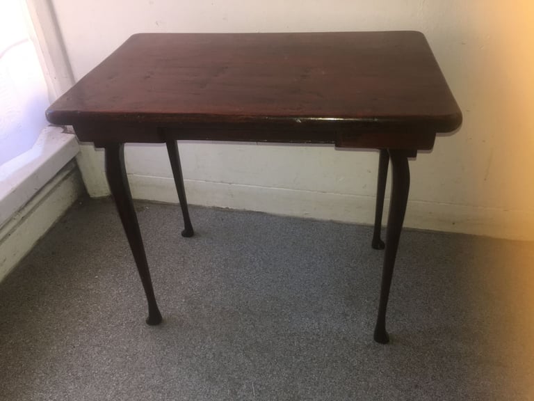 Antique Early Victorian Hardwood Small Side Occasional Table Hardwood Hallway Table with Drawer VGC