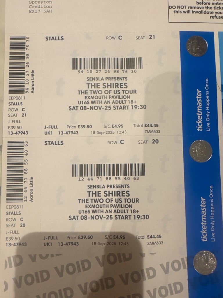 The shires concert at Exmouth pavilion x 2