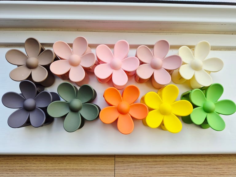 image for 10x Pastels Flower Hair Clips Bundle NEW 