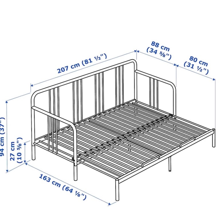 IKEA FYRESDAL Daybed w/ 2 Firm Mattresses – Converts to Double Bed, Space-Saving & Stylish