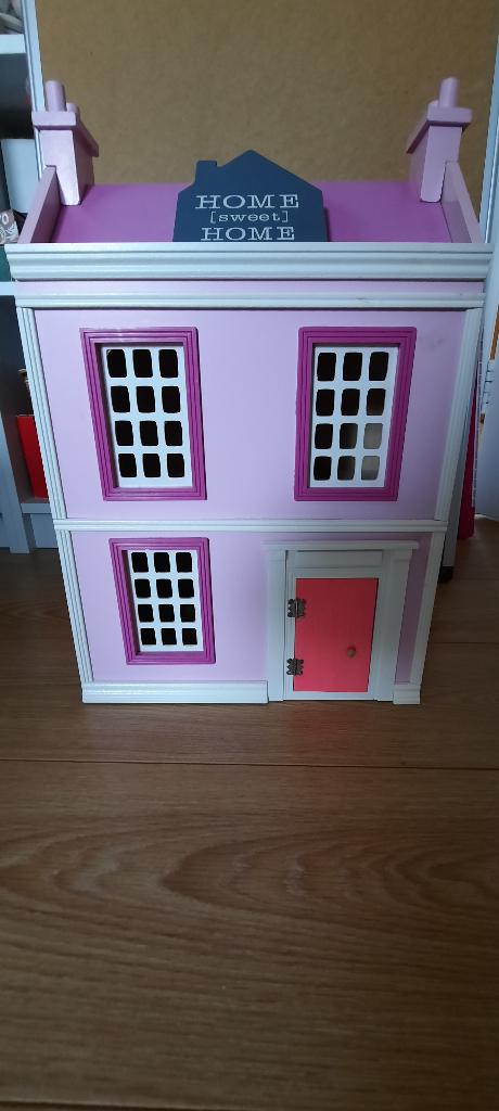 image for Wooden dollhouse with furniture Price reduction 