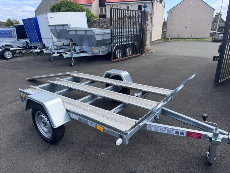 image for Brand New 2.5m x 1,32m Single Axle Motorbike Trailer 750KG