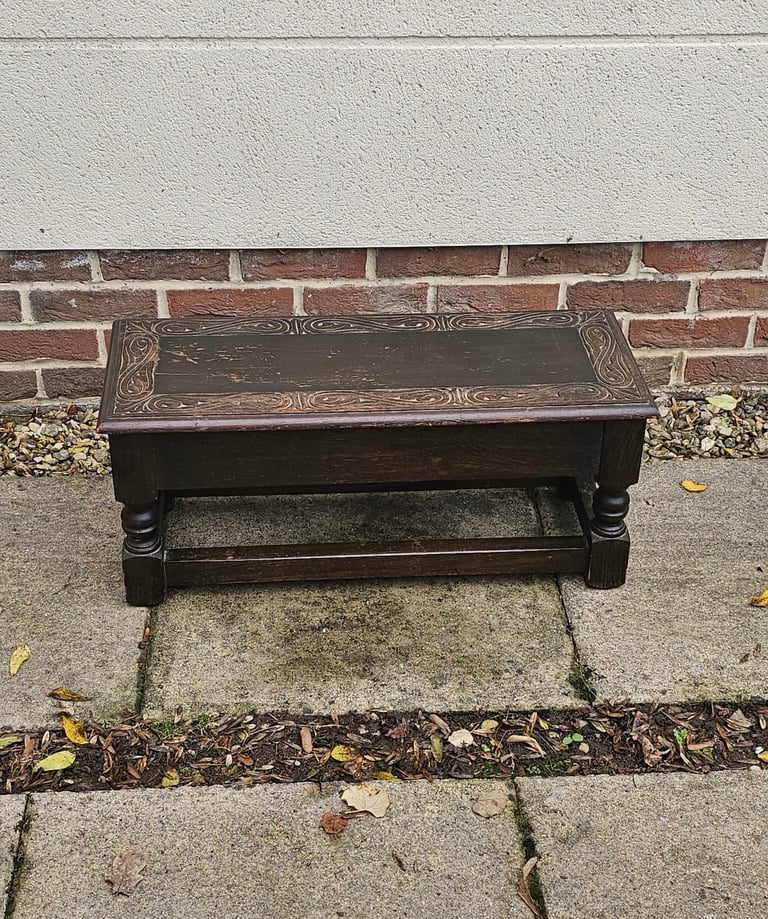 image for Antique oak joint stool with storage 