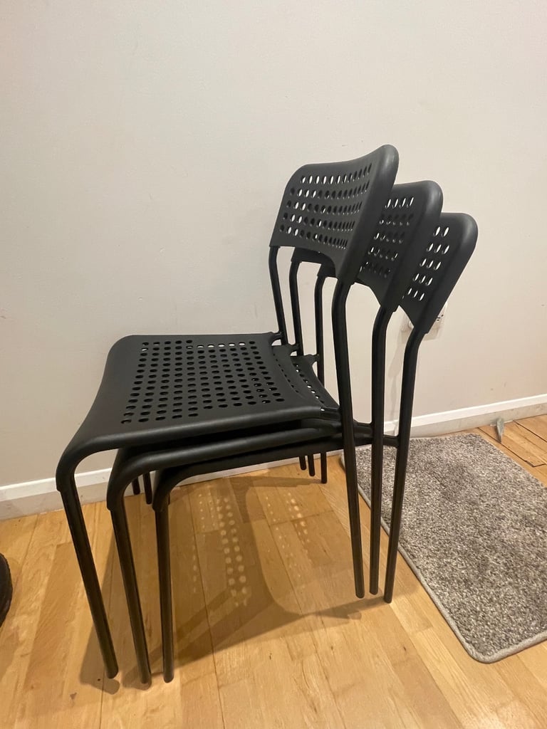 image for Set of 4 IKEA ADDE Chairs, black