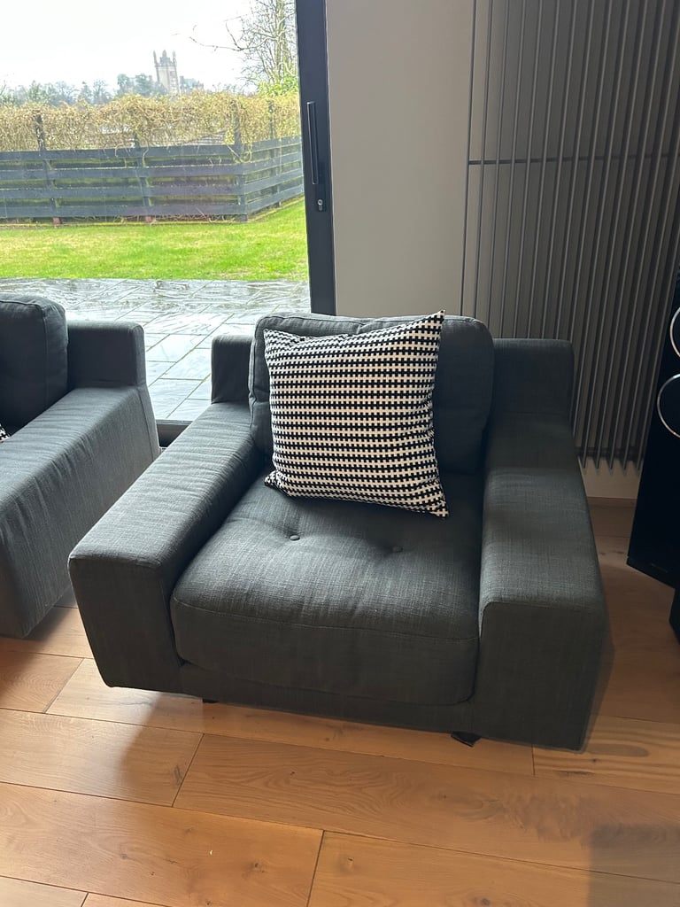 Habitat Hendricks Sofa & 2 Armchairs Charcoal 