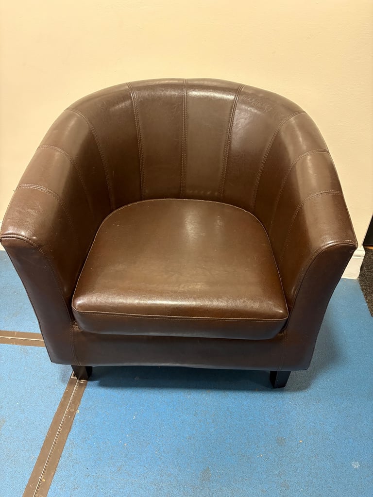 image for Brown faux Leather Tub Chair