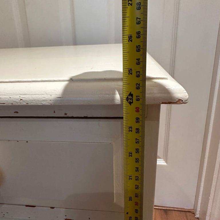 Solid Country Pine Bedside Cabinet Table 3 Dovetail Drawers Cream CHIPPED Paint