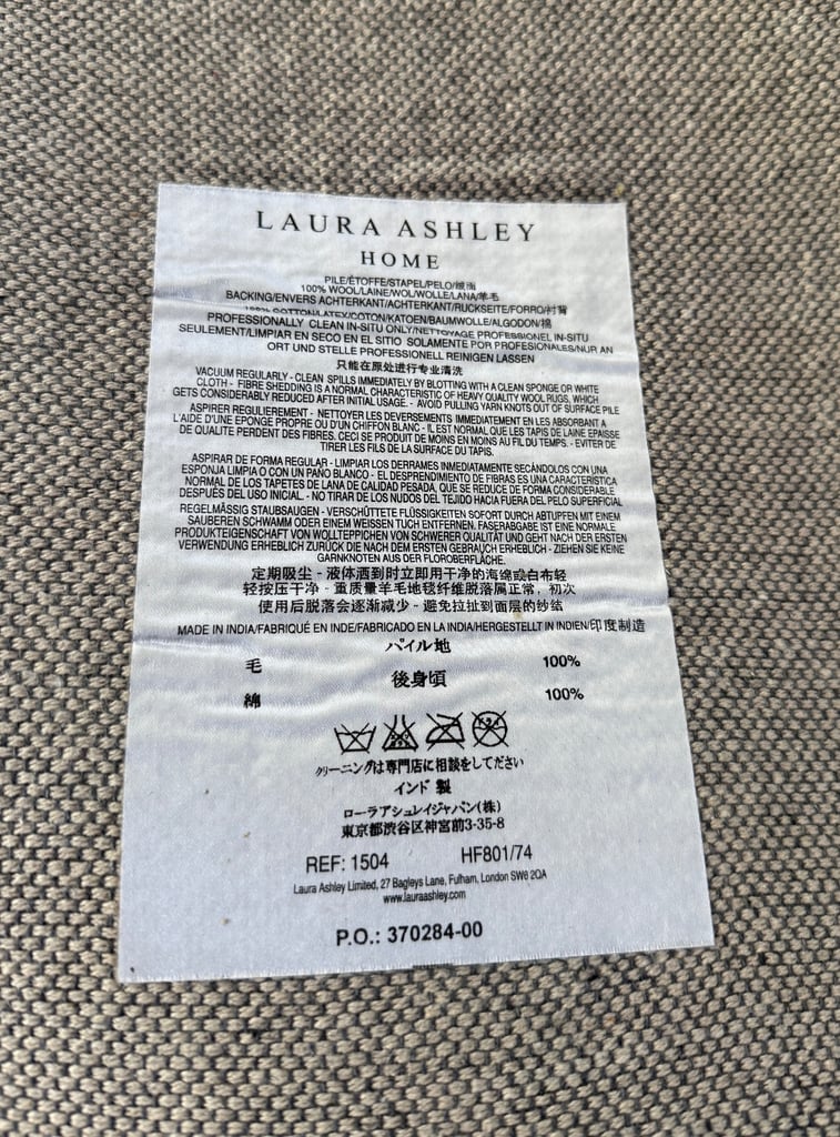 Laura Ashley Lewes Style Natural Shade Wool / Cotton Mix Rug 140x200cm