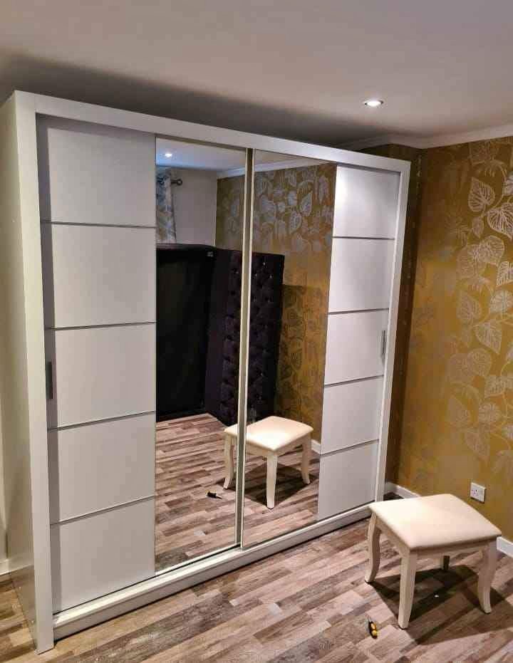 Sliding Mirror Doors Wardrobe- Mirror Door wardrobes-2 and 3 door wardrobe-MDF wood free delivery
