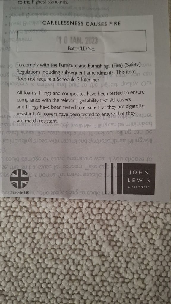 John lewis Trim 3 seater sofa in white boucle fabric RRP £2000