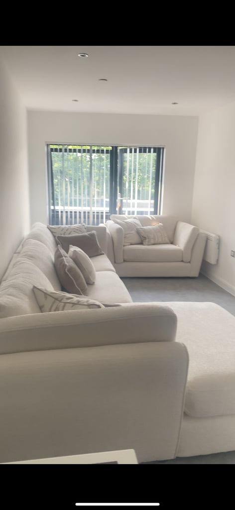 DFS Ada Chenille Left Hand Facing Large Chaise Sofa & Cuddler Sofa