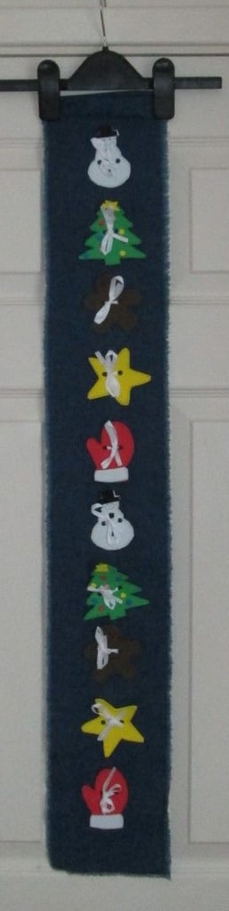 Christmas Banner 6" wide x 39 long 10 assorted Festive items tied with white ribbon