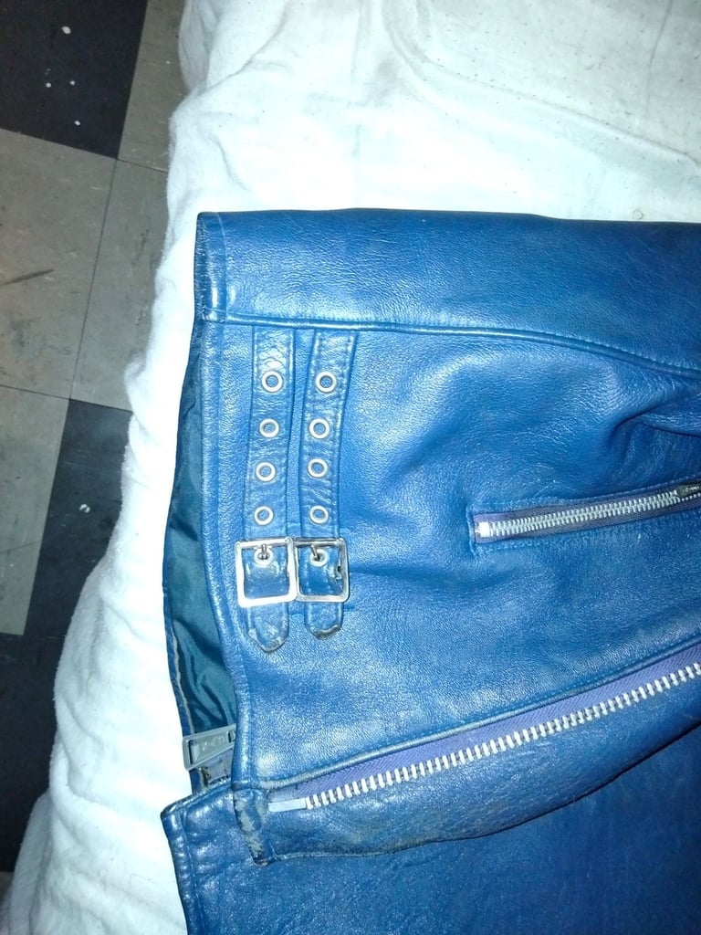 Vintage clix zipper blue leather motorcycle jacket 