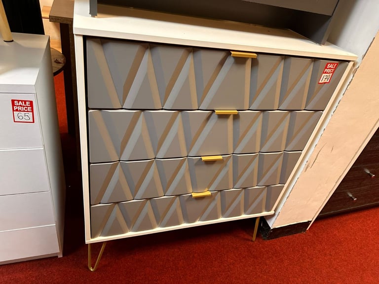 Shimmer 4 Drawer Chest - Grey & White