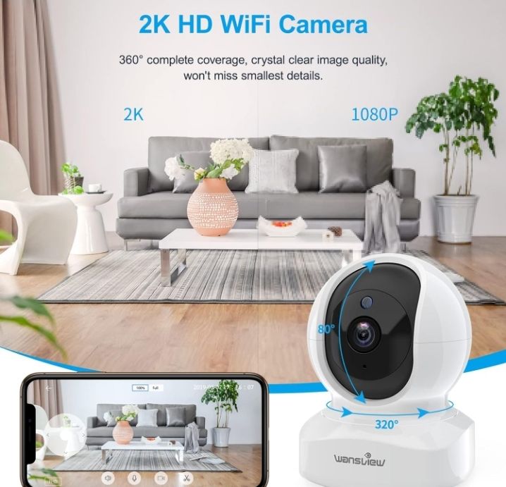 Security Indoor Pet Camera WiFi CCTV Security Baby Monitor,  Alert Night Vision SD Storage 