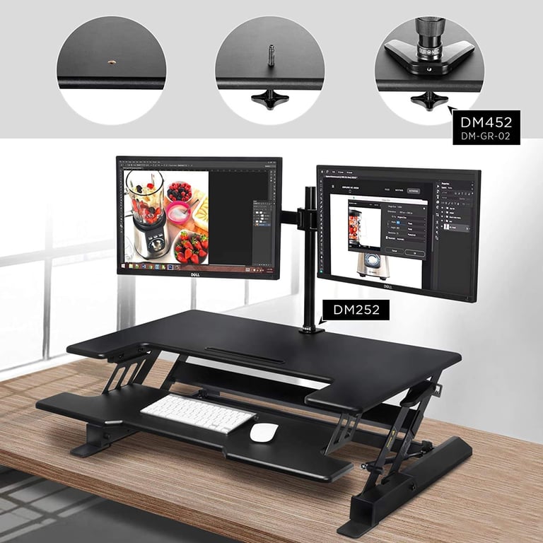 Duronic Sit Stand Desk Table DM05D1 Office Workstation PC Computer Screen Keyboard Laptop Riser