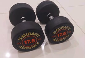 2x 17.5kg Mirafit rubber dumbbells *IMMACULATE RRP £105*