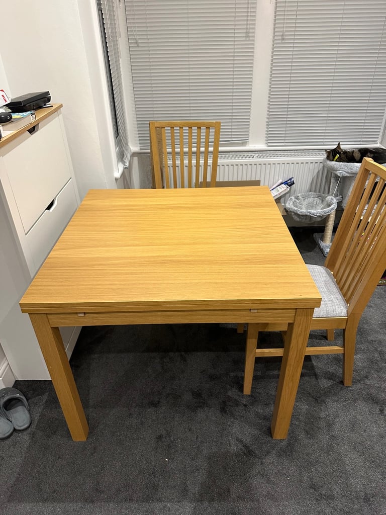 Ikea extending dining table and 2 chairs 
