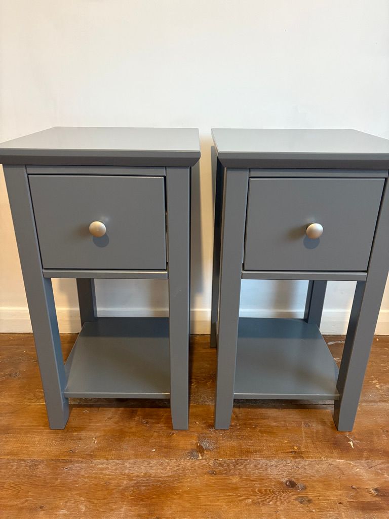 Bedside tables grey x 2.  EXC cond.