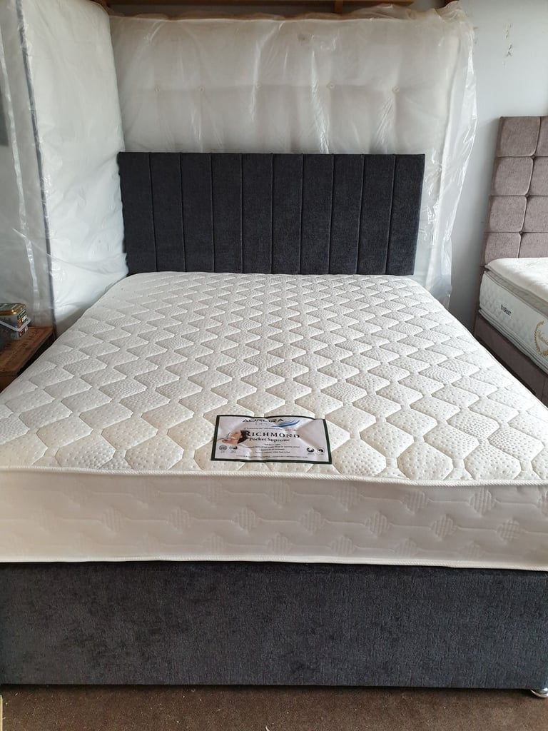  Stylish Double Divan Bed 4FT6 – Base + Mattress 🛏️ | Order Fast **