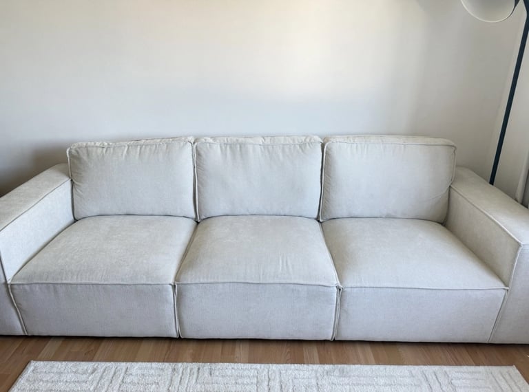 image for AVAILABLE pouffe + Dusk Brooklyn 3 seater sofa - ivory