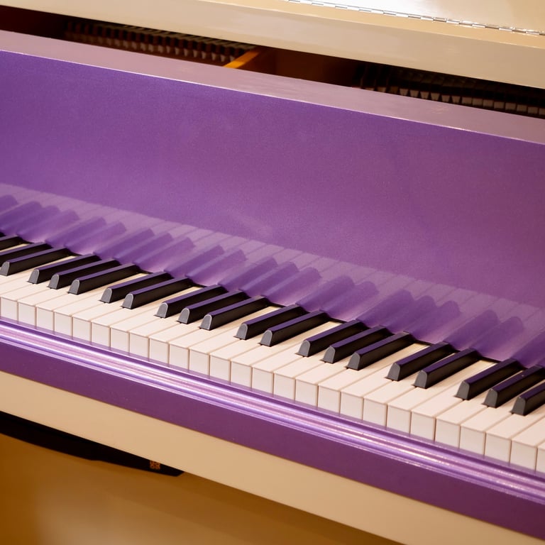 Bespoke Interior Square Grand Piano | Purple & Cream | Delivery, Stool, Tuning