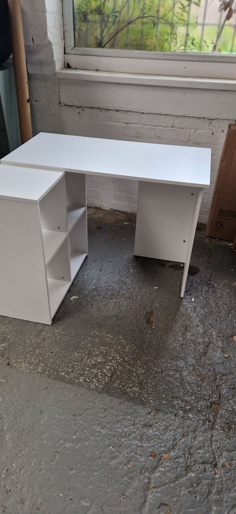 Argos home malibu corner office desk with 4 cube unit storage only(no inserts) White - assembled