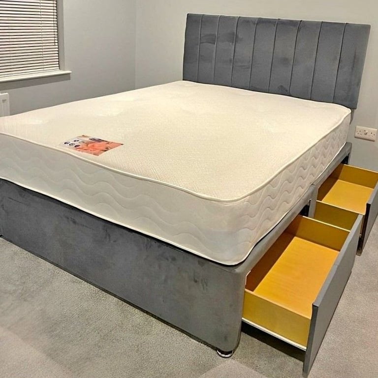 Luxury DIVAN 5FT King Size Divan Bed Base With Mattress + Storage >> Flat 20% Off >> COD