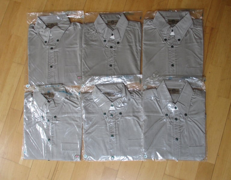 image for 6 Light Grey Gio Goi 1980's Vintage Short Sleeved Loose Fit Shirts Siz