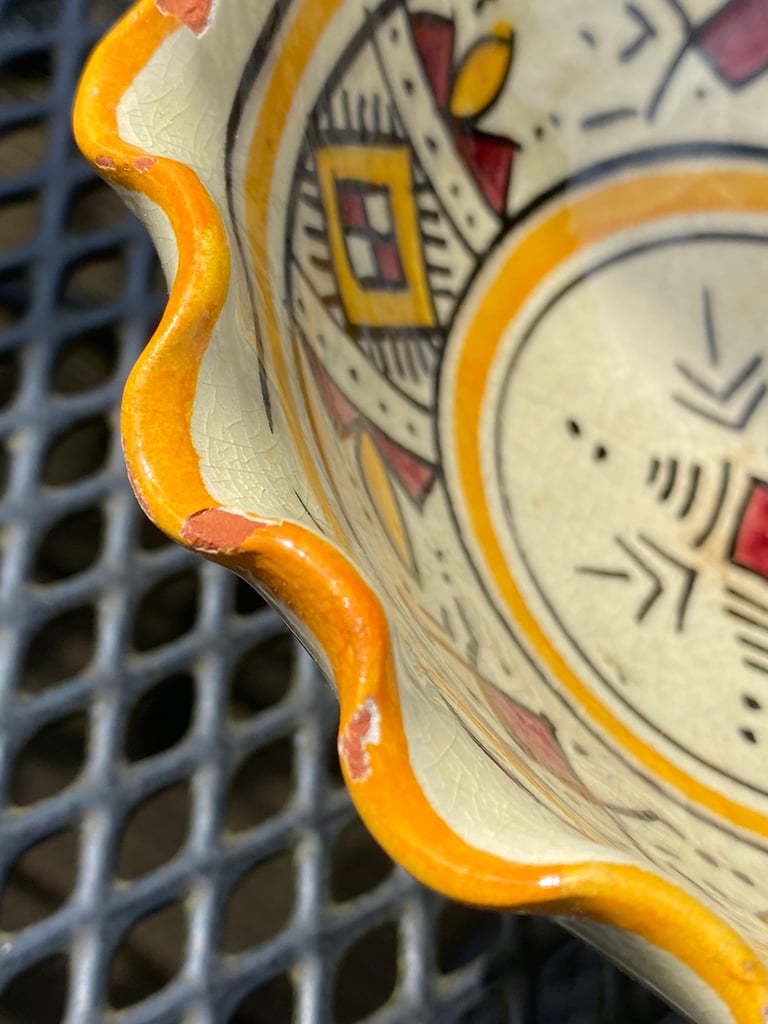 Moroccan hand painted bowl Olives nibbles etc 6 inches diameter 